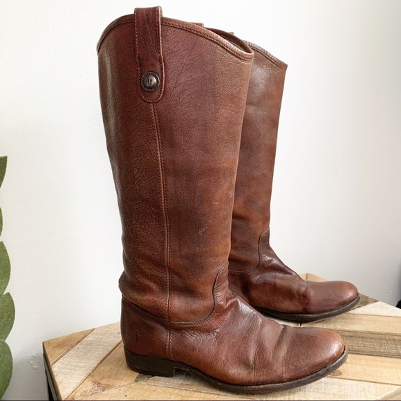 Frye Melissa Button Brown Leather Boots